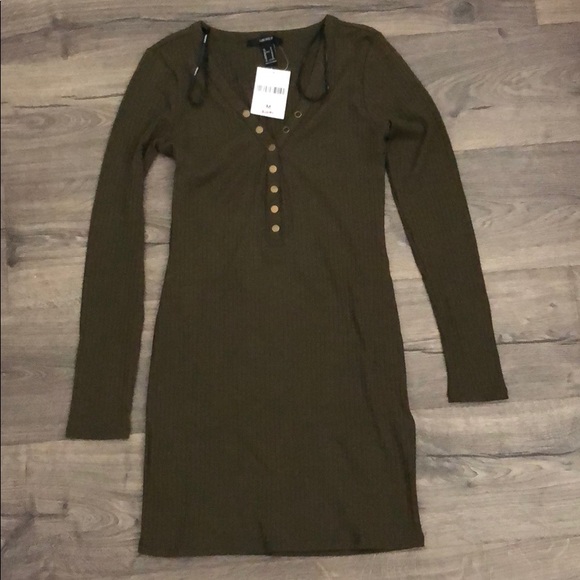 Forever 21 green Ribbed BodyCon - Picture 1 of 3